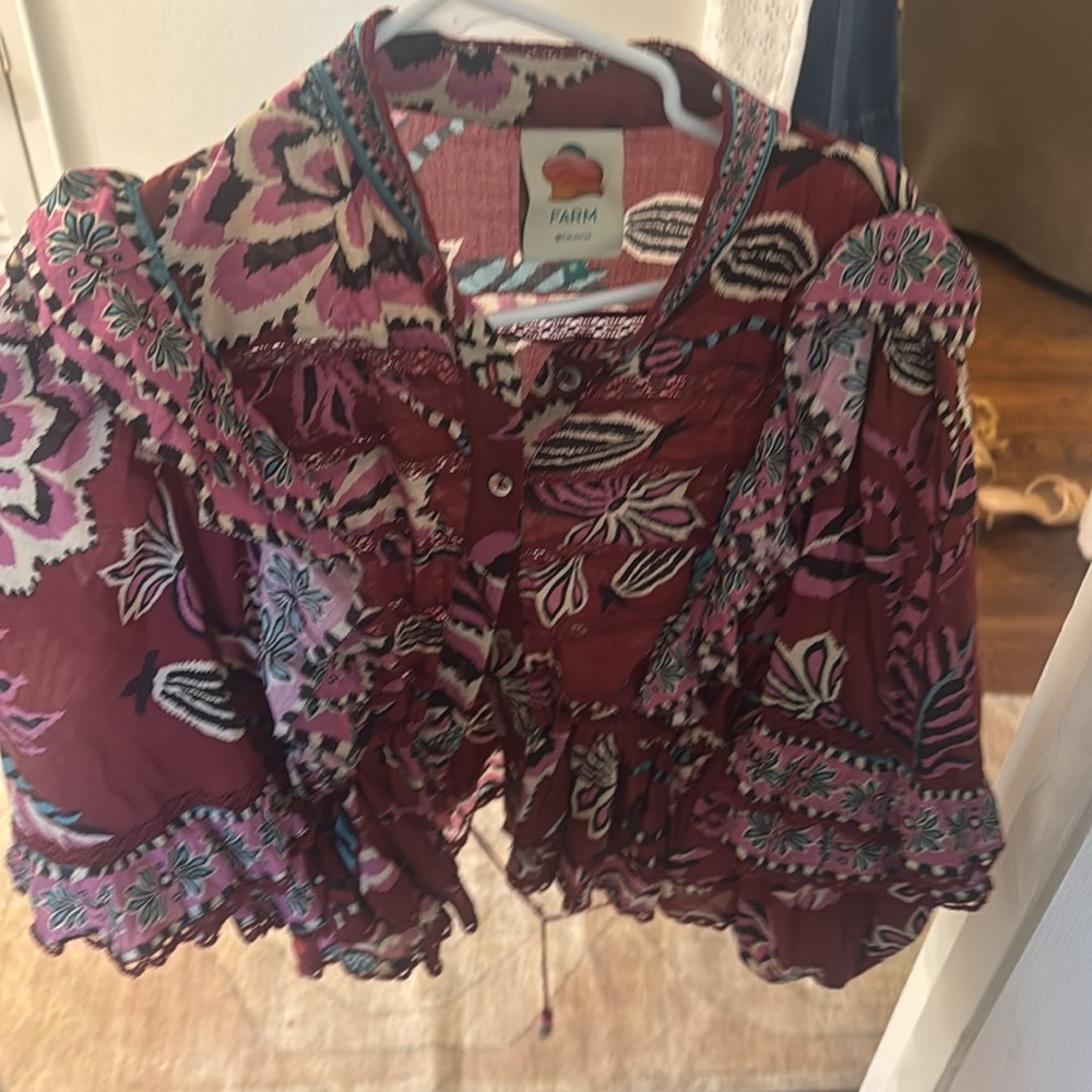 Floral Ruffle Blouse - Red - Picture 3 of 3